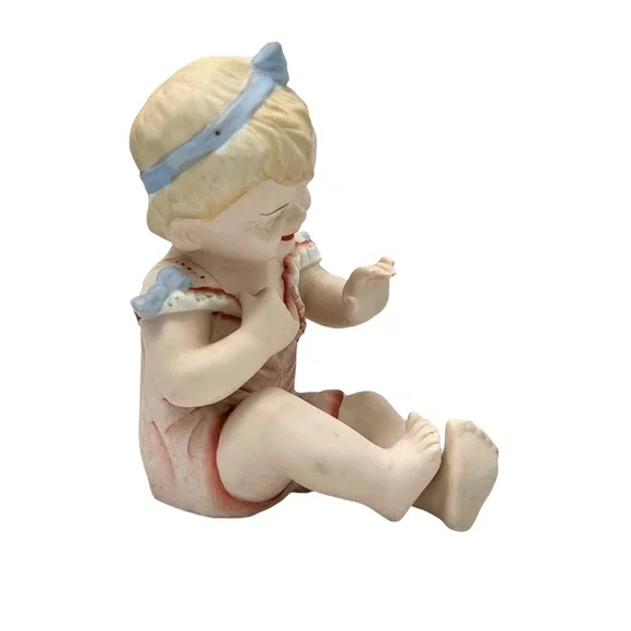 VINTAGE HOMCO OF JAPAN BISQUE PORCELAIN PIANO BABIES - SET OF 2
